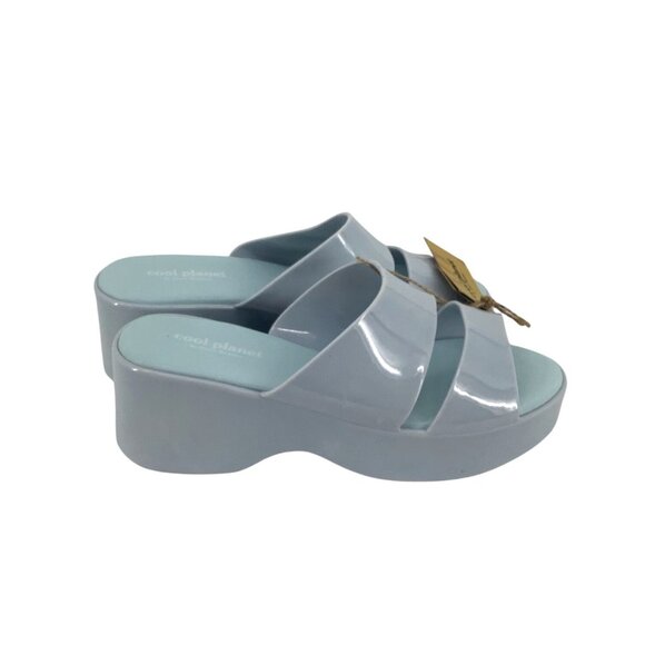 Cool Planet By Steve Madden Womens Light Blue Platform Slip-On Sandals Sz 9 - Picture 2 of 6